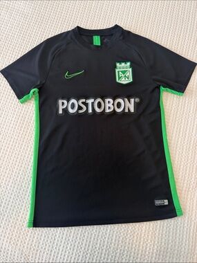 Nike Black and Green Football Jersey with Crest